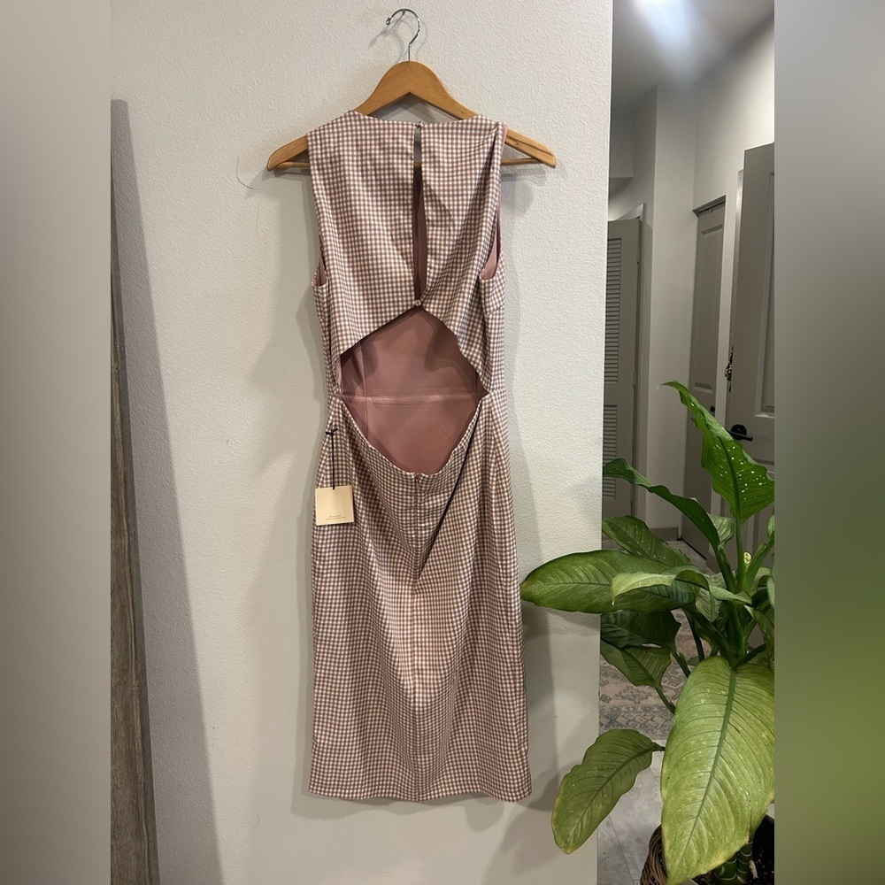 NWT Superdown Pink and Cream Ally Midi Dress in Pink Gingham Backless Dress